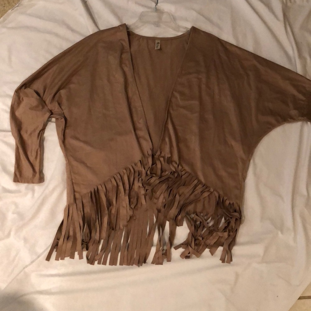 🆕Boho Festival Ready Bolero💛Trend Alert! Soft Faux suede Bolero/Jacket! Tan! M